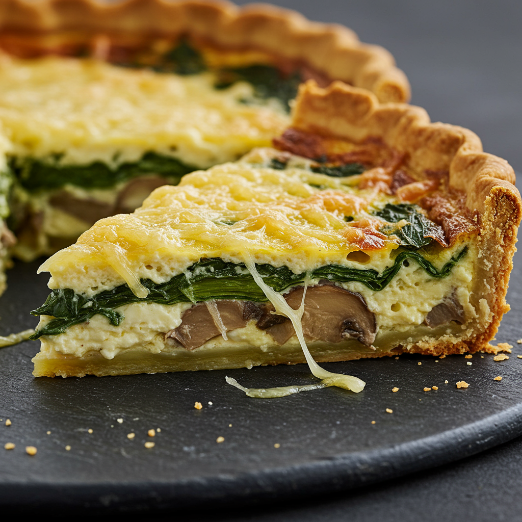 13. Tarta Salada (Quiche) de Acelgas y Champiñones