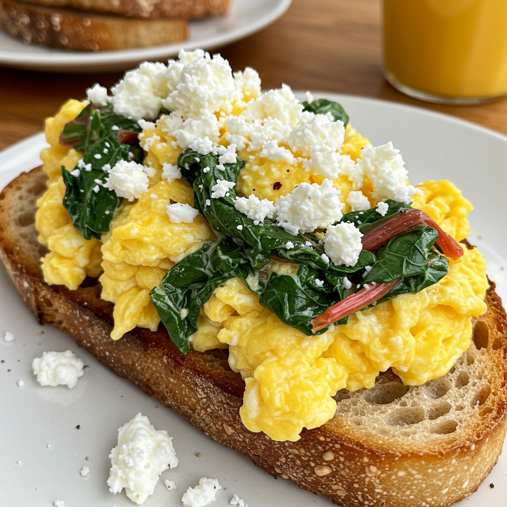 16. Huevos Revueltos con Acelgas y Feta