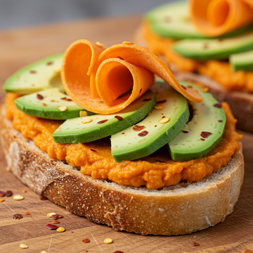 18. Tostadas con Puré de Boniato y Aguacate