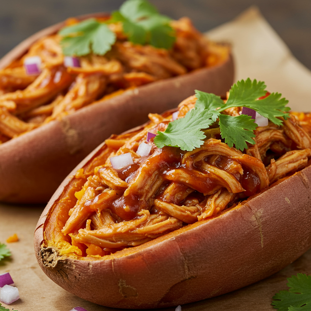 19. Barquitas de Boniato con Pollo Desmechado