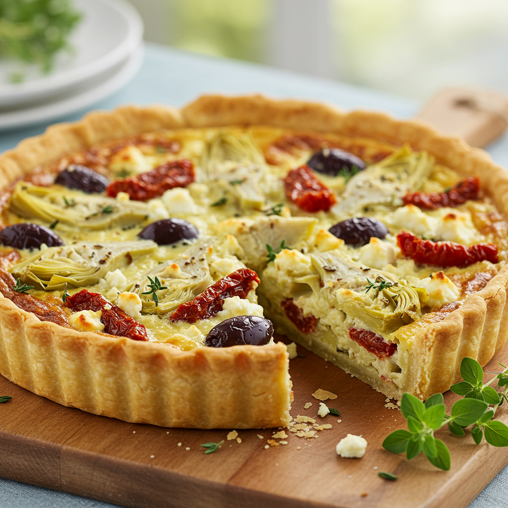 22. Quiche Griego con Alcachofas y Tomates Secos