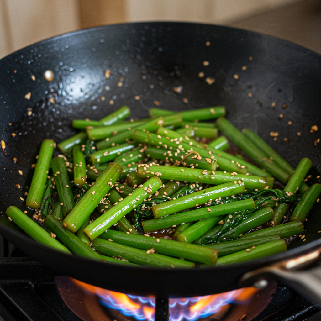 25. Salteado de Tallos de Acelga Estilo Asiático
